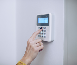 home alarm system being turned on
