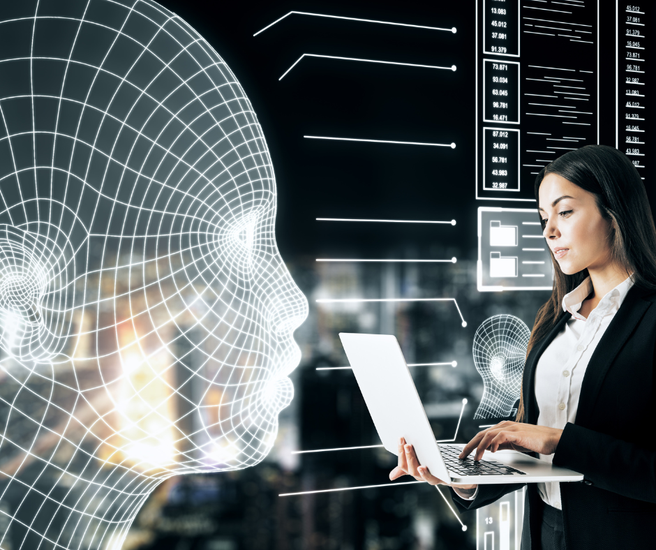 Woman using AI to do work